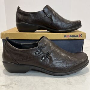 Romika NEW Shoes Citylight Brown Leather Slip On Comfort Casual Loafers EU43 12